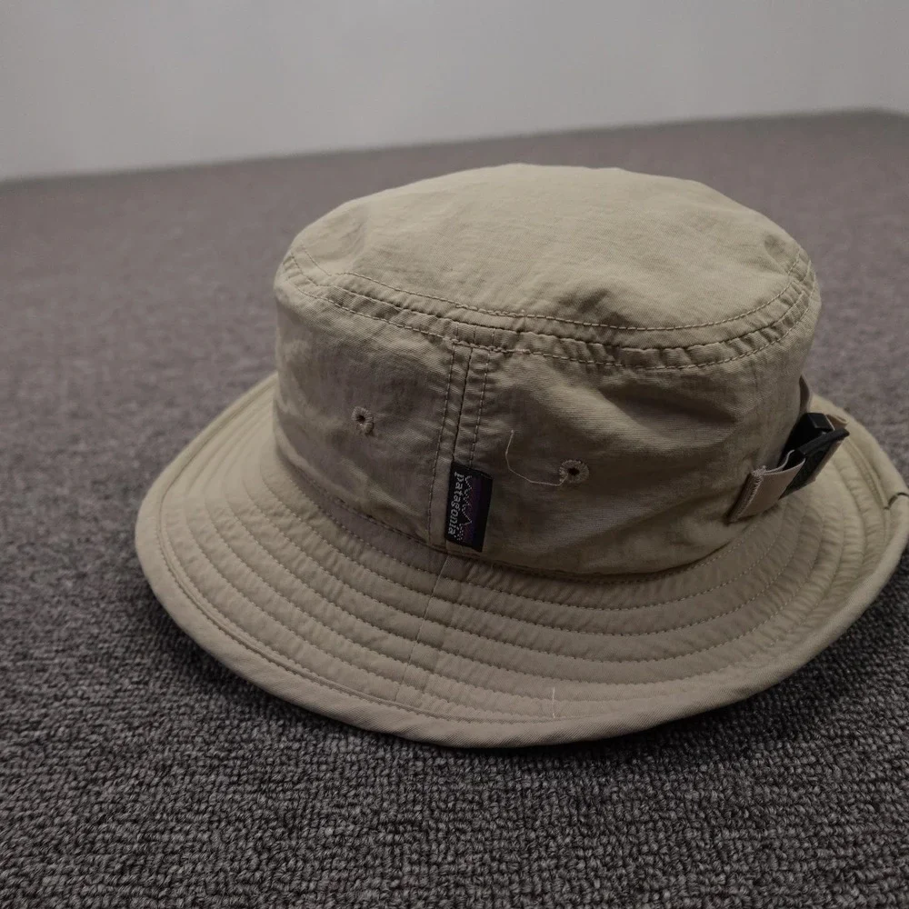 Patagonia Hat Bucket Boys Medium Beige Nylon Adjustable Chin Strap Summer